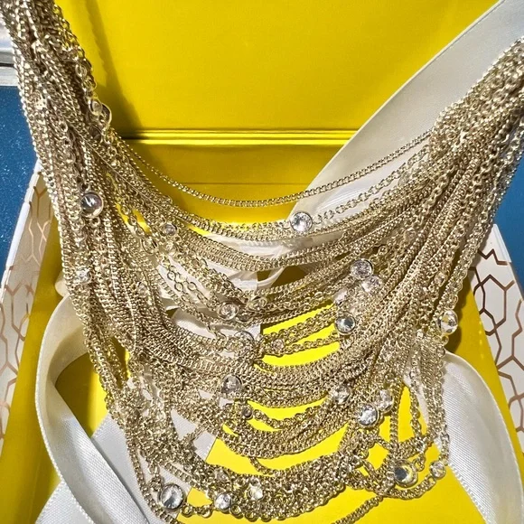 NWT Rare Kendra Scott Anastasia Necklace Yellow Gold Chains & CZ’s Perfect GORG! - Picture 9 of 12